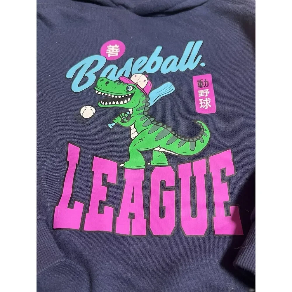 Primark Boys Dinosaur Baseball League Hoodie Blue Size 5-6 Casual